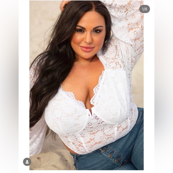 Fashion to Figure 1 lace corset top white long sleeve - Picture 2 of 10